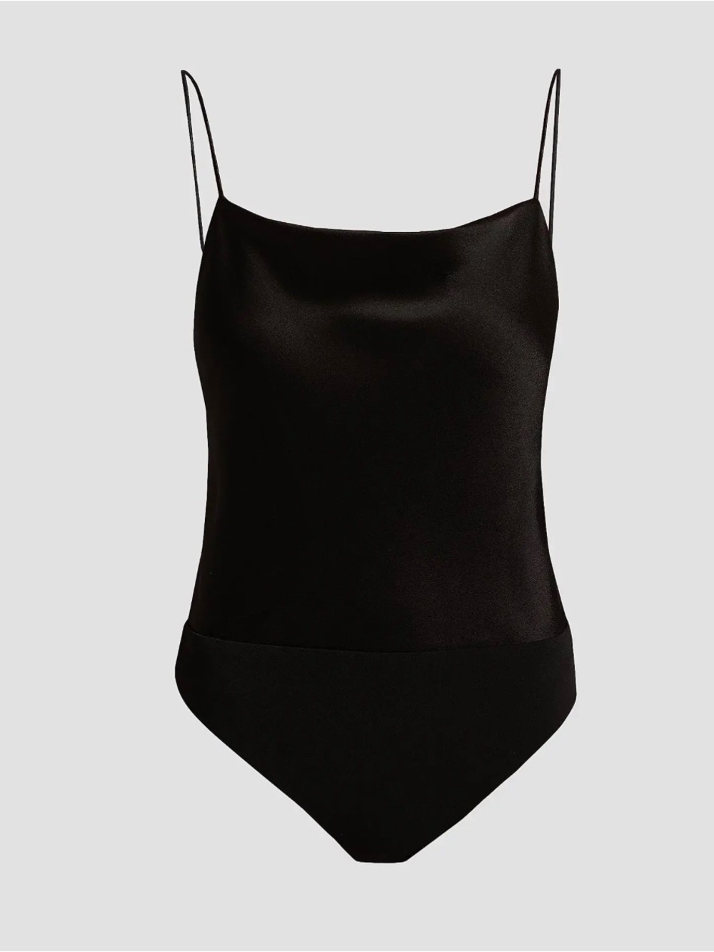 Alice + Olivia Size XS Classic Harmon Cami Strap Bodysuit Black Satin